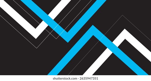 Abstract black horizontal banner background with blue and white lines. Eps10 vector