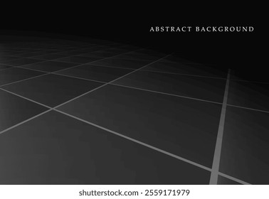 Abstract black infinity background with perspective. Dark gray tile floor surface - geometric design. Placard, banner, presentation template