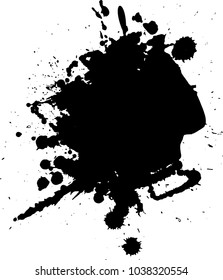 Abstract black ink blot background. Vector illustration. Grunge texture for cards and flyers design. Digital brushe