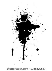 Abstract black ink blot background. Vector illustration. Grunge texture for cards and flyers design. Digital brushe