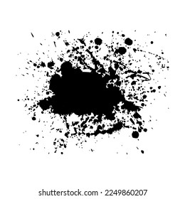 Abstract Black Ink Blot Splatter on White Background,Grunge Texture