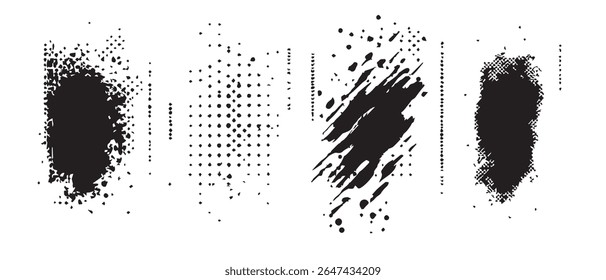 Abstract Black Ink Blots Textures.