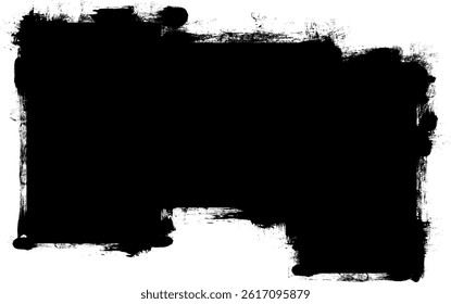 abstract black ink brush painting banner label panel artistic grunge style element