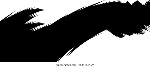 Abstract Black Ink Brush Stroke, Grunge Texture, Spiky Design