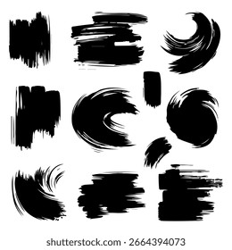 Abstract Black Ink Brush Stroke Collection for Creative Design Elements
