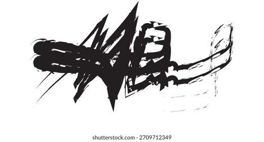 Pinceladas de tinta negra Abstractas con bordes afilados y Li dinámico