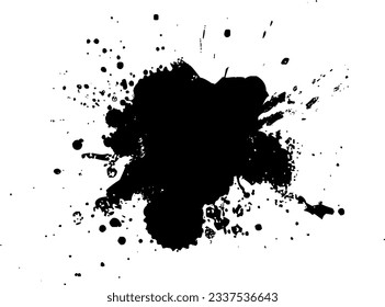 tinta negra abstracta caída salpicadura salpicadura pintura en un estilo gráfico de color gris sobre fondo blanco
