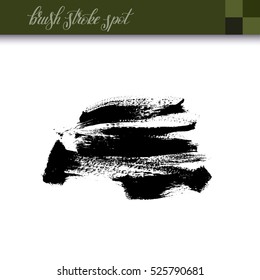 abstract black ink hand drawing brush strokes spot element isolated on white background for your design, vector illustration