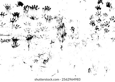 Abstract Black Ink Handprint Texture on White Background - High-Resolution Grunge Design