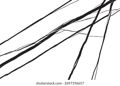 Abstract Black Ink Lines on White Background