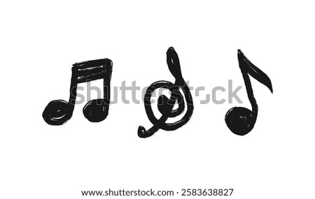 Abstract Black Ink Music Notes G Clef Design