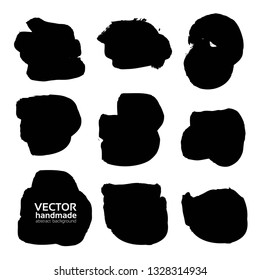 Abstract black ink smooth strokes isolated on a white background