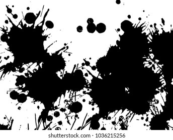 Abstract black Ink splash background, grunge vector design template - paint brush