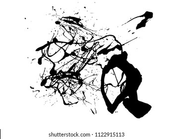 Abstract black Ink splash background, grunge vector design template - paint brush  
