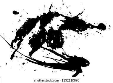 Abstract black Ink splash background, grunge vector design template - paint brush    
