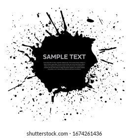 abstract black ink splash background, vector grunge paint brush