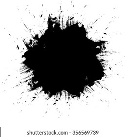 abstract black ink splash background, vector grunge paint brush