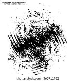 Abstract black ink splash background, grunge vector design template - paint brush
