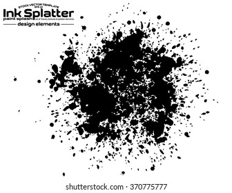 Abstract black Ink splash background, grunge vector design template - paint brush