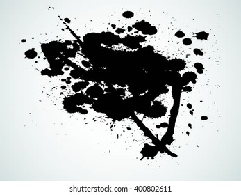Abstract black Ink splash background, grunge vector design template - paint brush