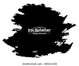 Abstract black Ink splash background, grunge vector design template - paint brush
