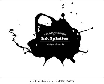 Abstract black Ink splash background, grunge vector design template - paint brush