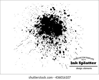 Abstract black Ink splash background, grunge vector design template - paint brush