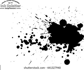 Abstract black Ink splash background, grunge vector design template - paint brush