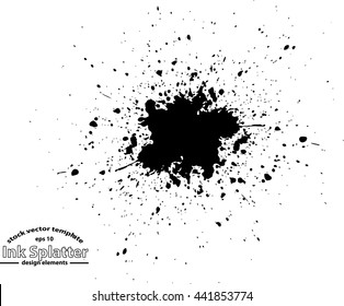 Abstract black Ink splash background, grunge vector design template - paint brush