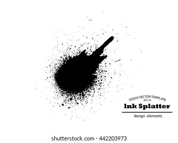 Abstract black Ink splash background, grunge vector design template - paint brush