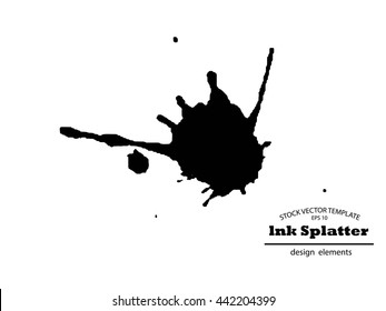 Abstract black Ink splash background, grunge vector design template - paint brush