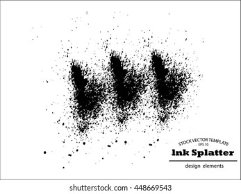 Abstract black Ink splash background, grunge vector design template - paint brush