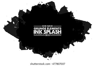 Abstract black Ink splash background, grunge vector design template - paint brush
