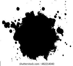 Abstract black Ink splash background, grunge vector design template - paint brush