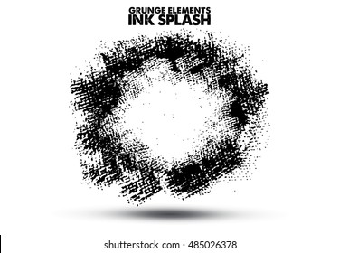 Abstract black Ink splash background, grunge vector design template - paint brush