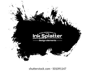 Abstract black Ink splash background, grunge vector design template - paint brush
