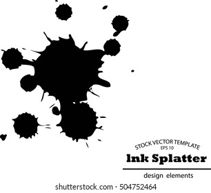 Abstract black Ink splash background, grunge vector design template - paint brush