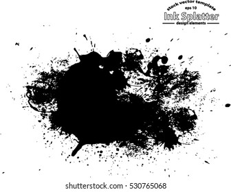 Abstract black Ink splash background, grunge vector design template - paint brush