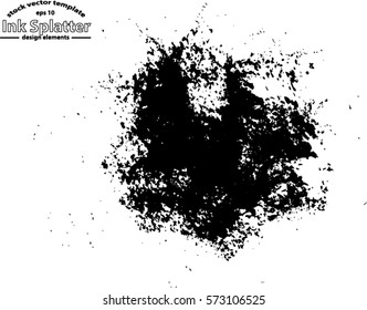 Abstract black Ink splash background, grunge vector design template - paint brush