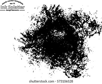 Abstract black Ink splash background, grunge vector design template - paint brush