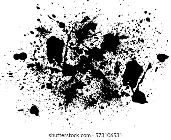 Fondo de salpicadura de tinta negra abstracta, plantilla de diseño vectorial gruesa - pincel