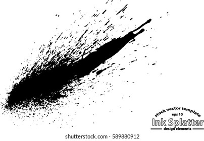 Abstract black Ink splash background, grunge vector design template - paint brush