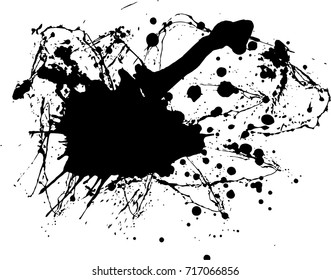 Abstract black Ink splash background, grunge vector design template - paint brush