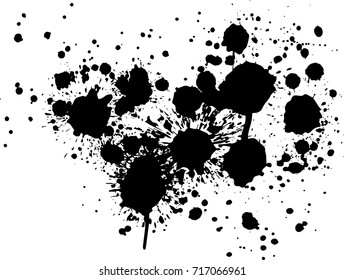 Abstract black Ink splash background, grunge vector design template - paint brush