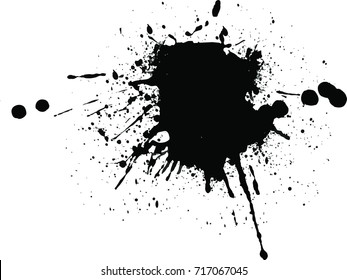 Abstract black Ink splash background, grunge vector design template - paint brush