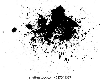 Abstract black Ink splash background, grunge vector design template - paint brush