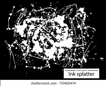 Abstract black Ink splash background, grunge vector design template - paint brush
