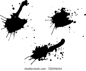 Abstract black Ink splash background, grunge vector design template - paint brush