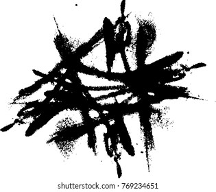 Abstract black Ink splash background, grunge vector design template - paint brush