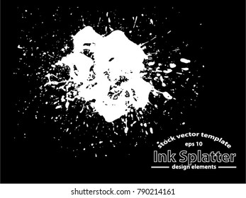 Abstract black Ink splash background, grunge vector design template - paint brush